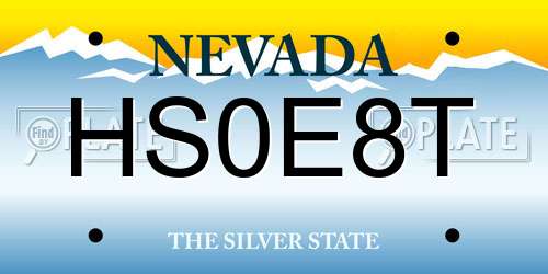 HS0E8T Nevada License Plate