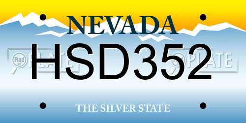HSD352 Nevada License Plate