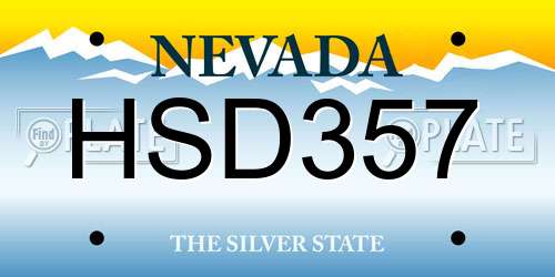 HSD357 Nevada License Plate