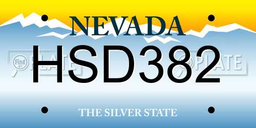 HSD382 Nevada License Plate