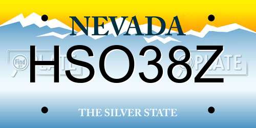 HSO38Z Nevada License Plate