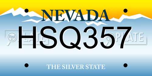 HSQ357 Nevada License Plate