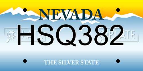 HSQ382 Nevada License Plate