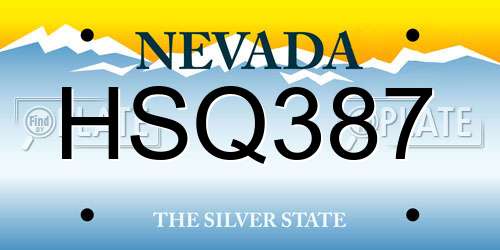 HSQ387 Nevada License Plate