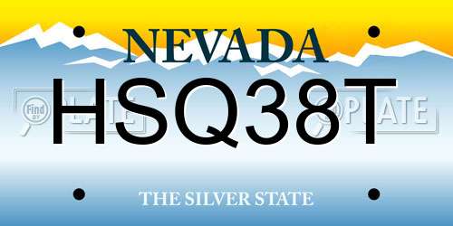 HSQ38T Nevada License Plate