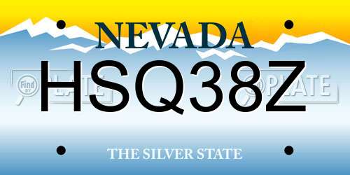 HSQ38Z Nevada License Plate
