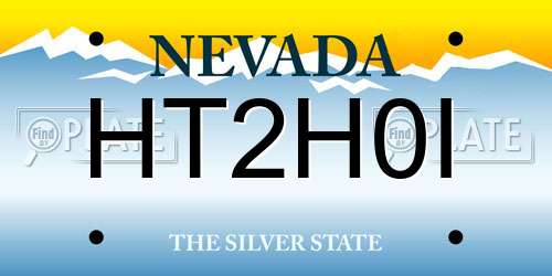 HT2H0I Nevada License Plate