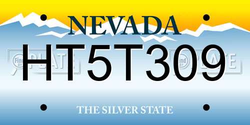 HT5T309 Nevada License Plate