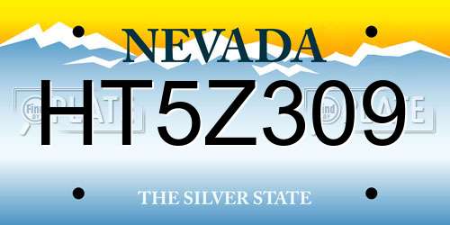 HT5Z309 Nevada License Plate