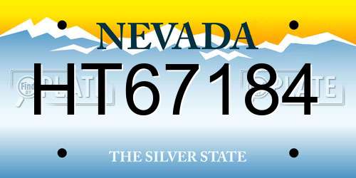 HT67184 Nevada License Plate