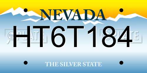 HT6T184 Nevada License Plate
