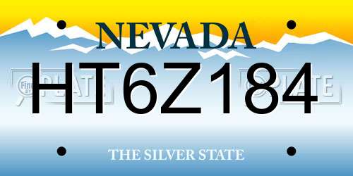 HT6Z184 Nevada License Plate