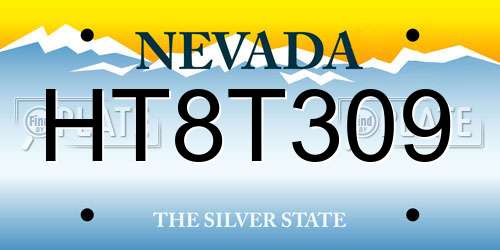 HT8T309 Nevada License Plate