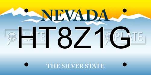 HT8Z1G Nevada License Plate