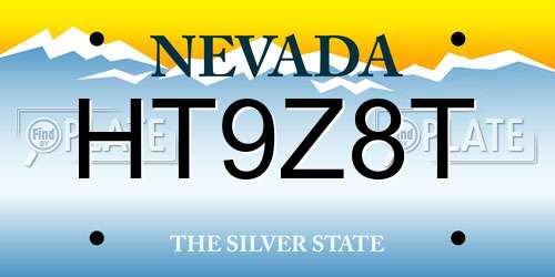 HT9Z8T Nevada License Plate