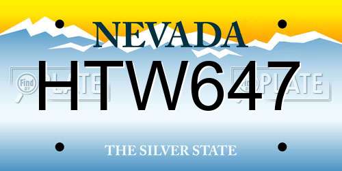 HTW647 Nevada License Plate