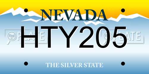 HTY205 Nevada License Plate