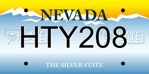 HTY208 Nevada License Plate