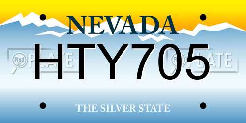 HTY705 Nevada License Plate