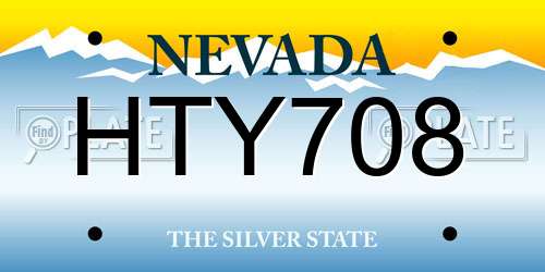 HTY708 Nevada License Plate