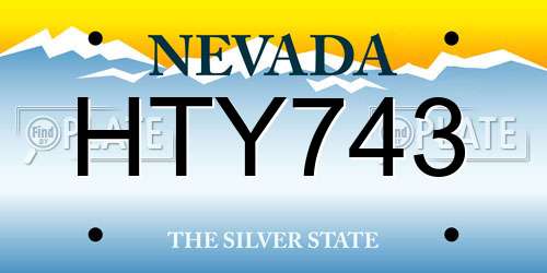 HTY743 Nevada License Plate
