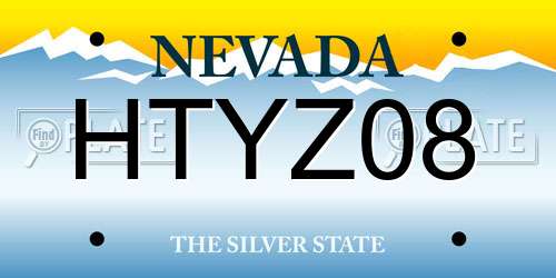 HTYZ08 Nevada License Plate