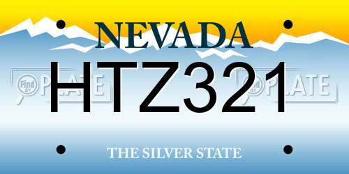 HTZ321 Nevada License Plate