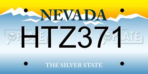 HTZ371 Nevada License Plate