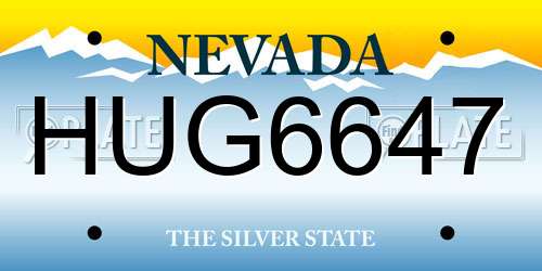 HUG6647 Nevada License Plate