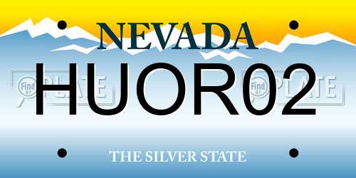 HUOR02 Nevada License Plate