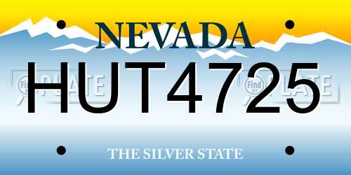 HUT4725 Nevada License Plate