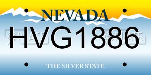 HVG1886 Nevada License Plate
