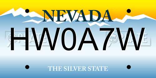 HW0A7W Nevada License Plate