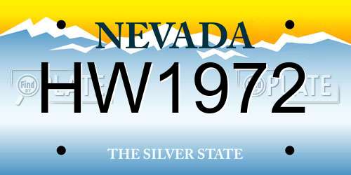 HW1972 Nevada License Plate