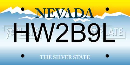 HW2B9L Nevada License Plate