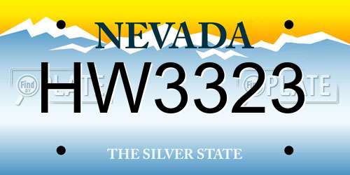 HW3323 Nevada License Plate
