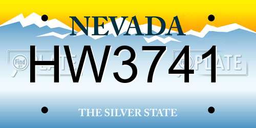 HW3741 Nevada License Plate