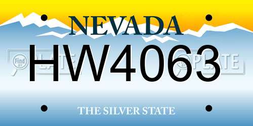 HW4063 Nevada License Plate