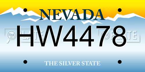 HW4478 Nevada License Plate