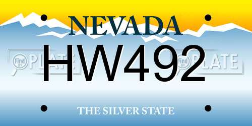 HW492 Nevada License Plate