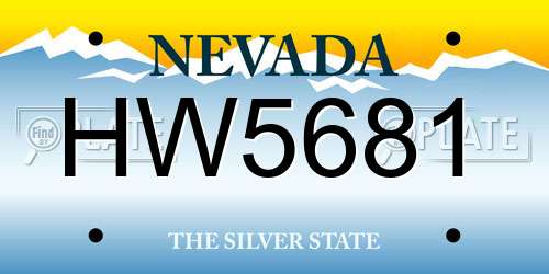 HW5681 Nevada License Plate