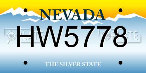 HW5778 Nevada License Plate
