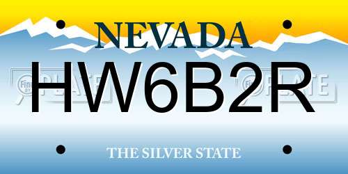 HW6B2R Nevada License Plate