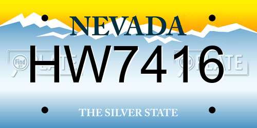 HW7416 Nevada License Plate