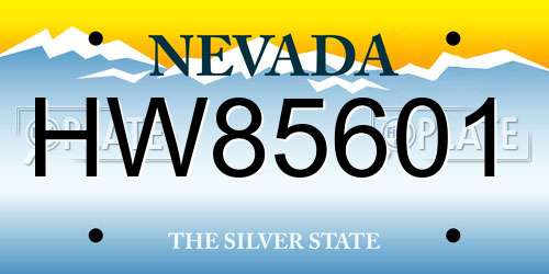 HW85601 Nevada License Plate
