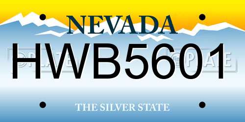 HWB5601 Nevada License Plate