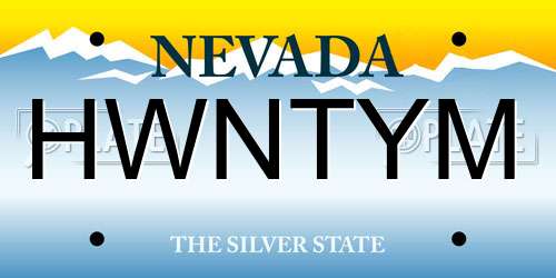 HWNTYM Nevada License Plate