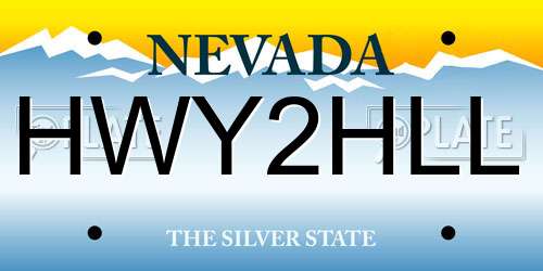 HWY2HLL Nevada License Plate