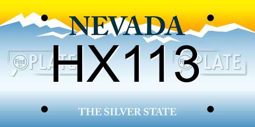 HX113 Nevada License Plate