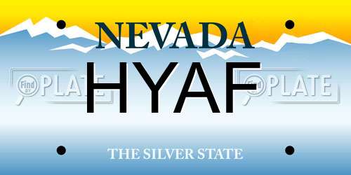 HYAF Nevada License Plate